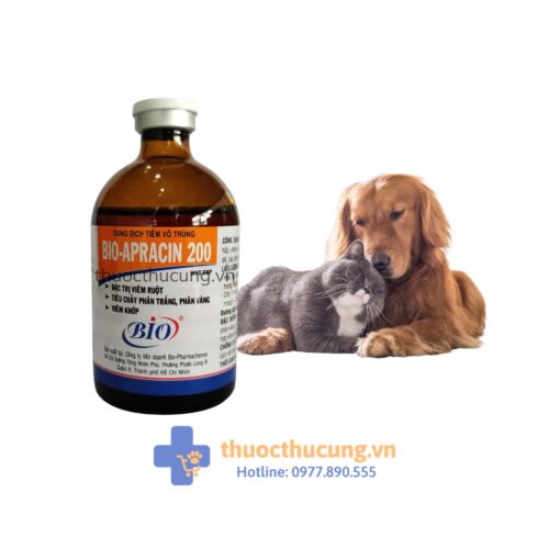 BIO-APRACIN 200 (20ml) Đặc trị tiêu chảy phân trắng, phân vàng, phân có máu, viêm vú, các trường hợp viêm phổi, tụ huyết trùng, viêm khớp.