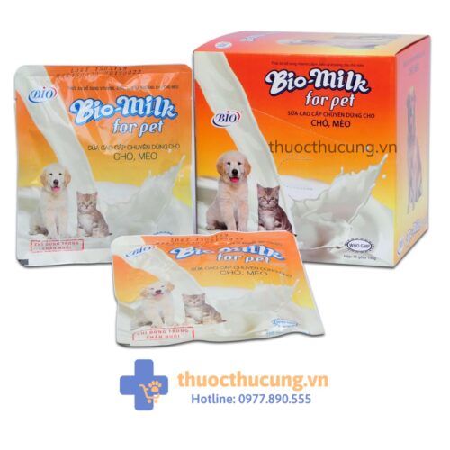 BIO MILK For Pet với thành phần giàu chất dinh dưỡng, cân đối và rất dễ tiêu hóa tương tự sữa mẹ, có tác dụng thay thế sữa mẹ trong trường hợp chó, mèo mất sữa hoặc thiếu sữa do bầy con quá đông, đồng thời là nguồn bổ sung chất dinh dưỡng cho chó, mèo còi cọc, chậm lớn.