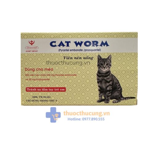 CAT WORM (viên). Tẩy giun đũa, giun móc, sán dây cho mèo