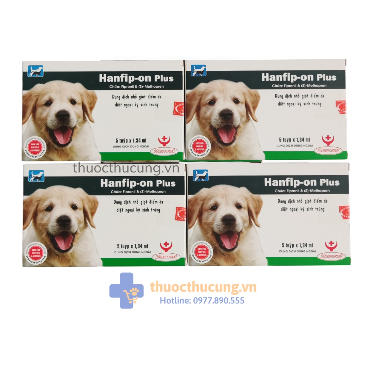 Hanfip-on Plus 1,34 ml (1) Nhỏ giọt điểm da cho chó từ 8 thuần tuổi Diệt ve, ghẻ, bọ chét, chấy rận trên chó