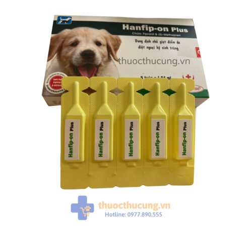 Hanfip-on Plus 1,34 ml. Nhỏ giọt điểm da cho chó từ 8 thuần tuổi Diệt ve, ghẻ, bọ chét, chấy rận trên chó