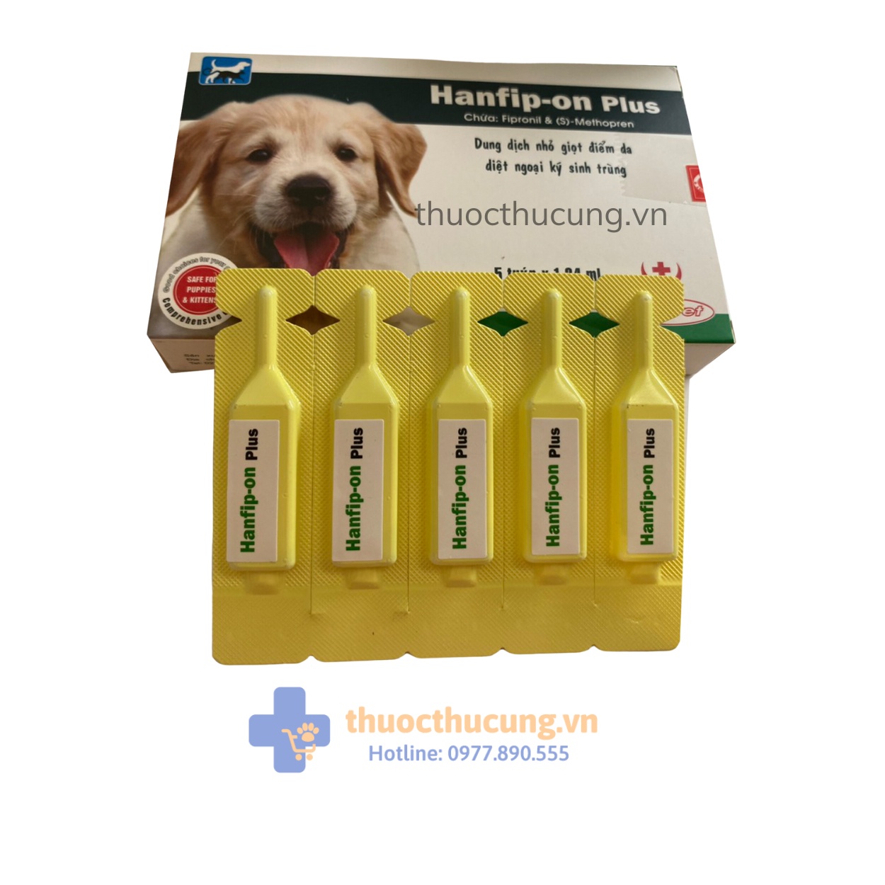 Hanfip-on Plus 1,34 ml Hanfip-on Plus 1,34 ml. Nhỏ giọt điểm da cho chó từ 8 thuần tuổi Diệt ve, ghẻ, bọ chét, chấy rận trên chó