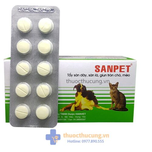SANPET. Thuốc tẩy giun dạng viên, tẩy sán dây, sán lá, giun tròn trên chó mèo