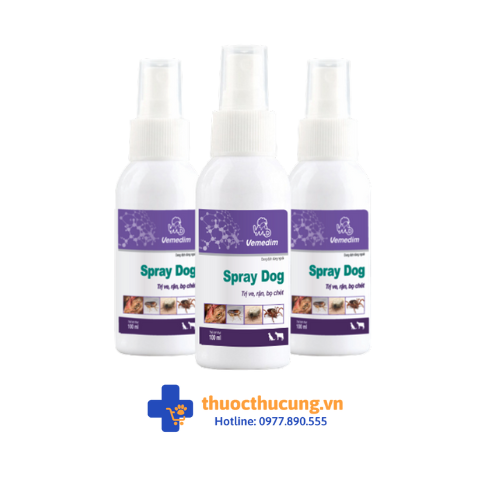 Spray Dog 100ml. Trị ve, rận, ve, bọ chét ở chó, trâu, bò.