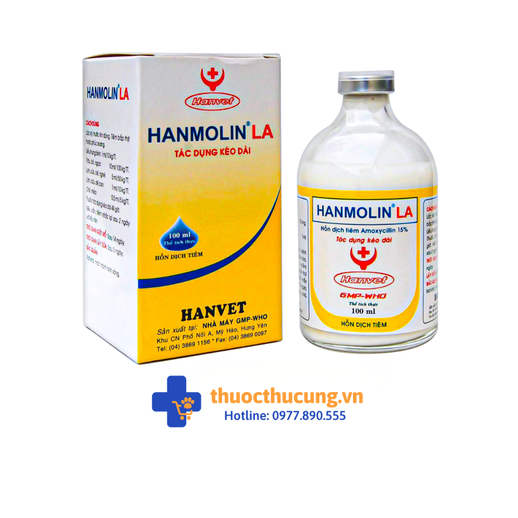 HANMOLIN LA Đặc trị viêm phổi, tụ huyết trùng, đóng dấu, viêm vú, hội chứng viêm vú, tử cung