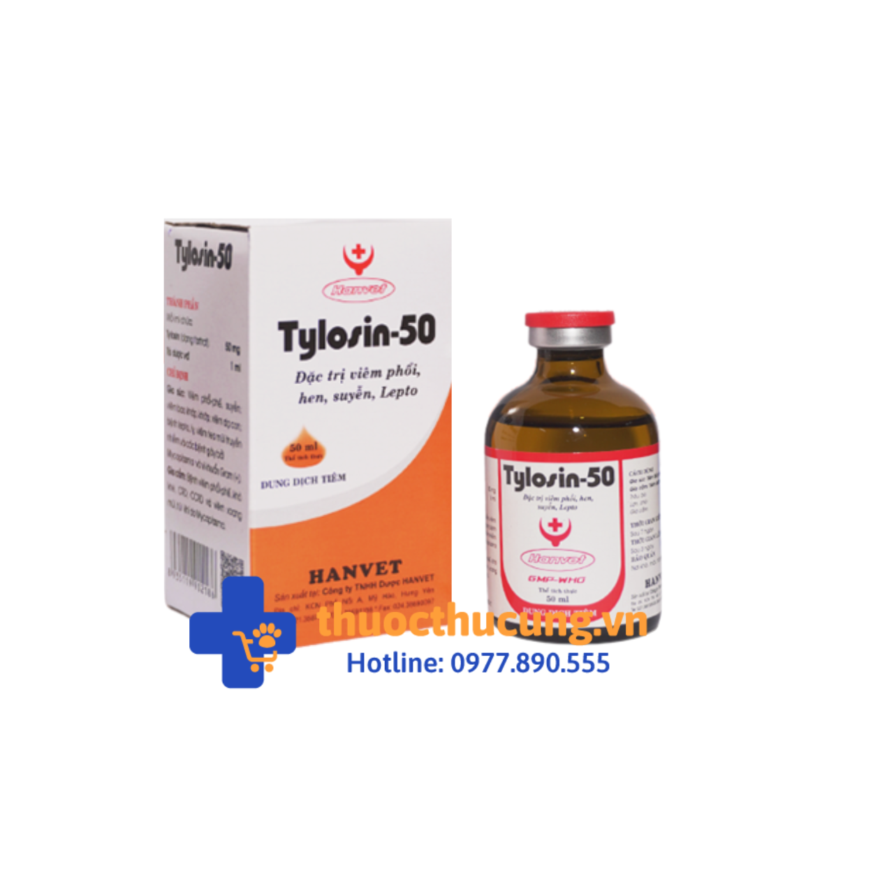 Tylosin 50 Đặc trị viêm phổi, hen, suyễn, Lepto